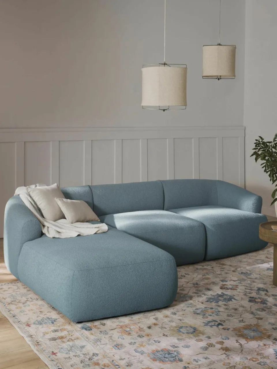 Modulaire bouclé hoekbank Sofia (3-zits)^Westwing Collection Outlet