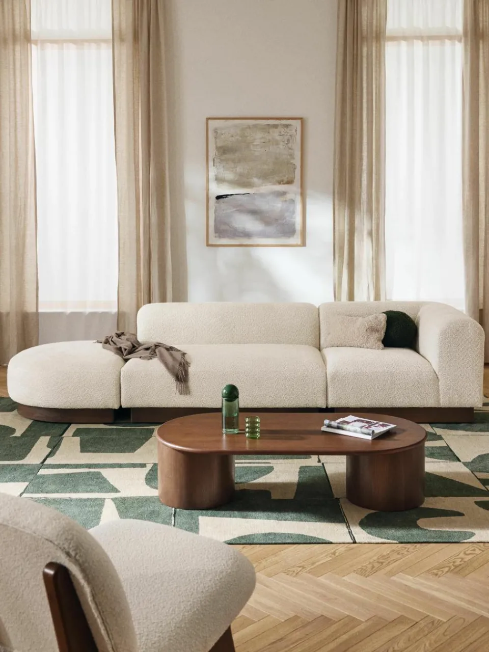 Modulaire chaise longue Natalie van teddy-bouclé^Westwing Collection Clearance