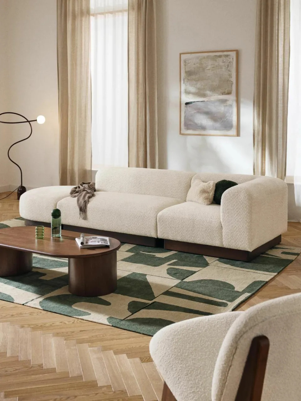 Modulaire chaise longue Natalie van teddy-bouclé^Westwing Collection Clearance