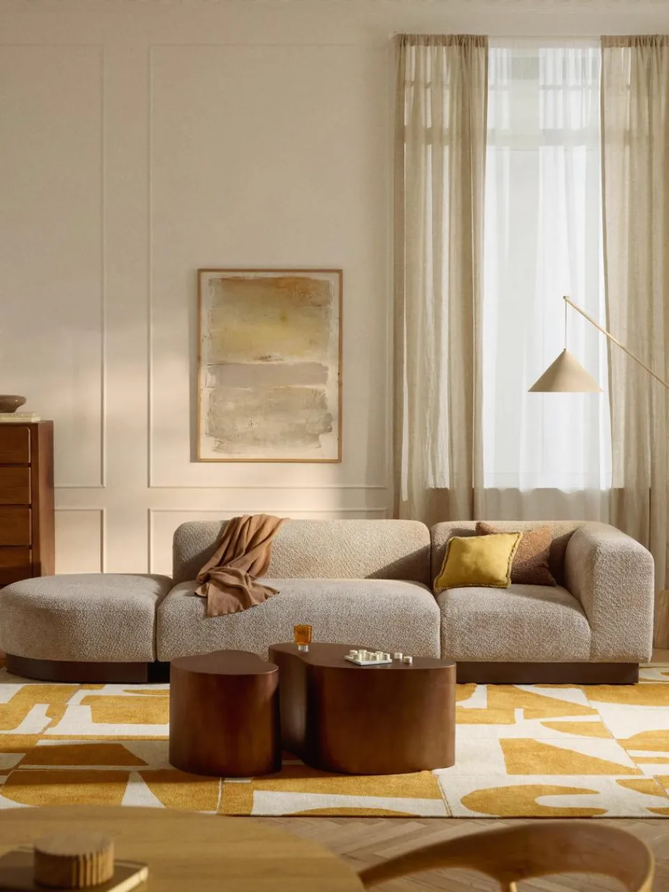 Modulaire chaise longue Natalie van teddy-bouclé^Westwing Collection Online