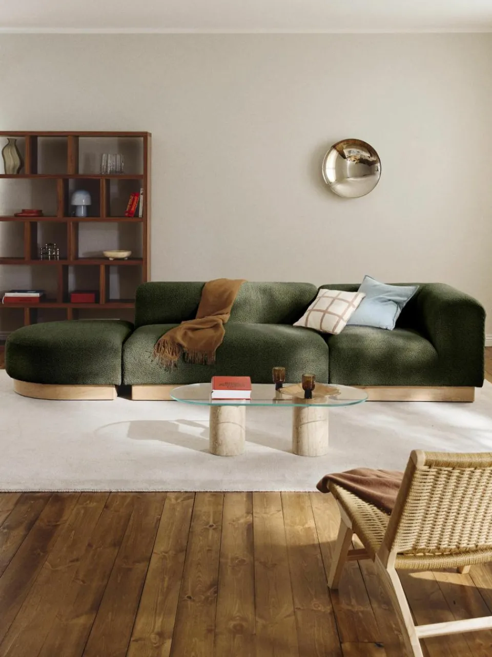 Modulaire chaise longue Natalie van teddy-bouclé^Westwing Collection Fashion