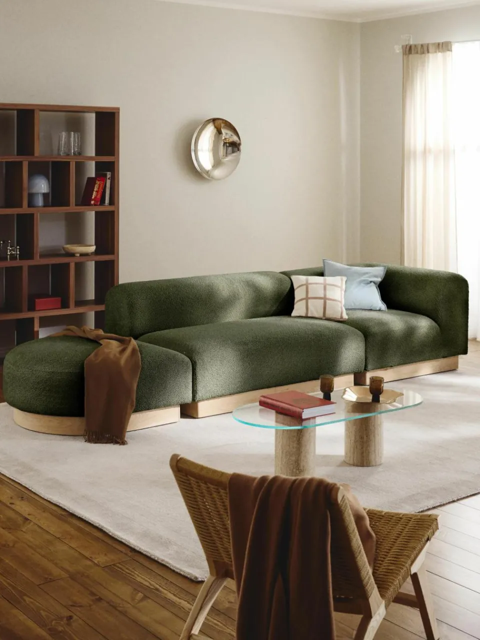 Modulaire chaise longue Natalie van teddy-bouclé^Westwing Collection Fashion