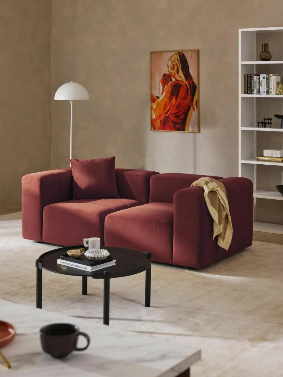 Modulaire fluwelen bank Lena (3-zits)^Westwing Collection New