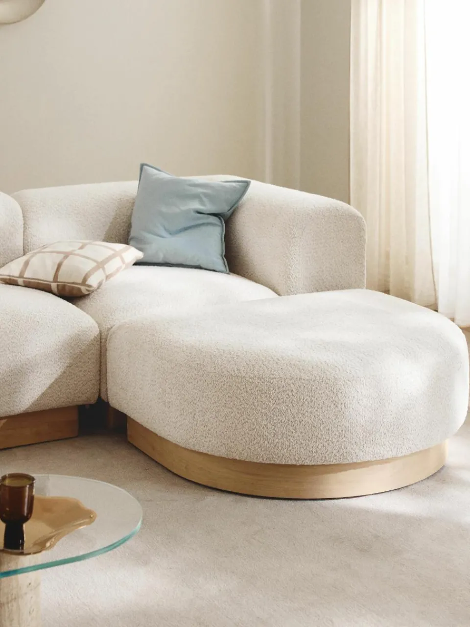 Modulaire hoekbank Natalie van teddy-bouclé^Westwing Collection Fashion