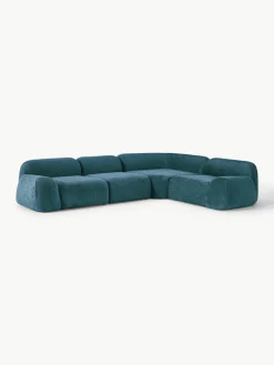 Modulaire hoekbank Wolke (4-zits) van teddy bouclé^Westwing Collection Hot