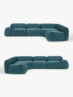 Modulaire hoekbank Wolke (4-zits) van teddy bouclé^Westwing Collection Hot