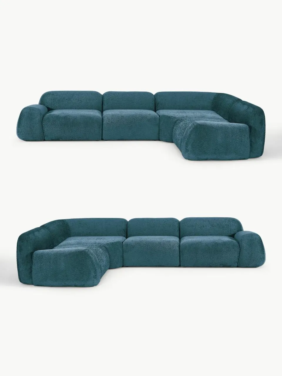 Modulaire hoekbank Wolke (4-zits) van teddy bouclé^Westwing Collection Hot