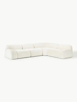 Modulaire hoekbank Wolke (4-zits) van teddy-bouclé^Westwing Collection Online