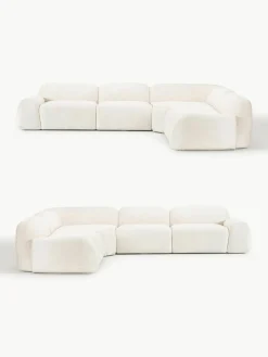 Modulaire hoekbank Wolke (4-zits) van teddy-bouclé^Westwing Collection Online