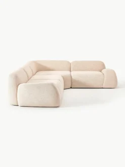 Modulaire hoekbank Wolke (4-zits) van bouclé^Westwing Collection Clearance