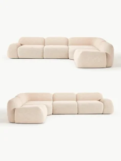 Modulaire hoekbank Wolke (4-zits) van bouclé^Westwing Collection Clearance