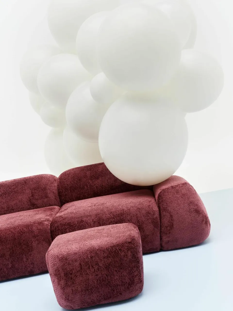 Modulaire hoekbank Wolke (4-zits) van teddy-bouclé^Westwing Collection Online