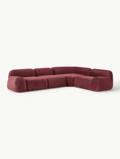 Modulaire hoekbank Wolke (4-zits) van teddy-bouclé^Westwing Collection Online