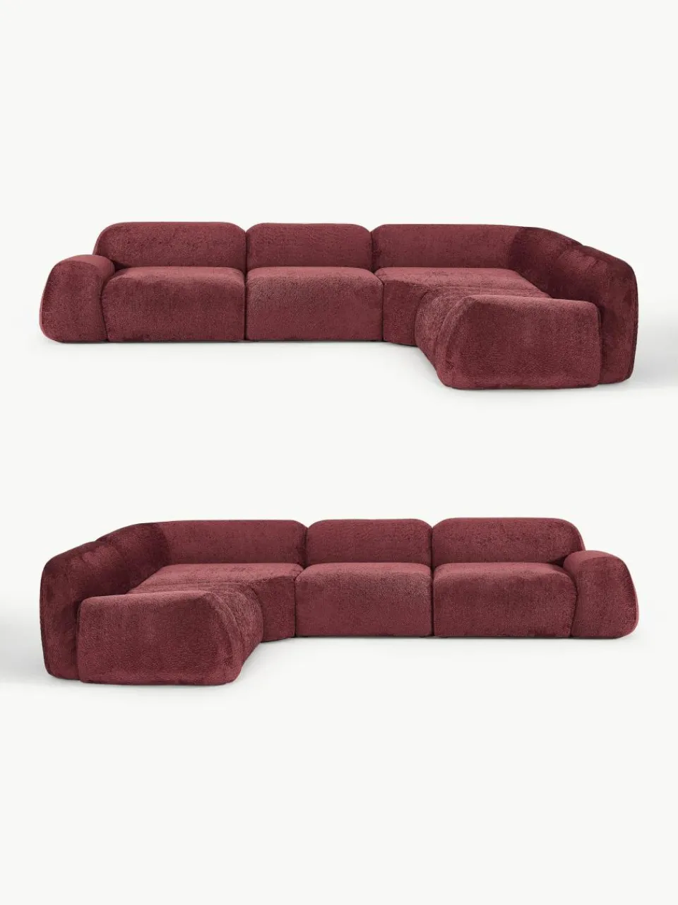 Modulaire hoekbank Wolke (4-zits) van teddy-bouclé^Westwing Collection Online