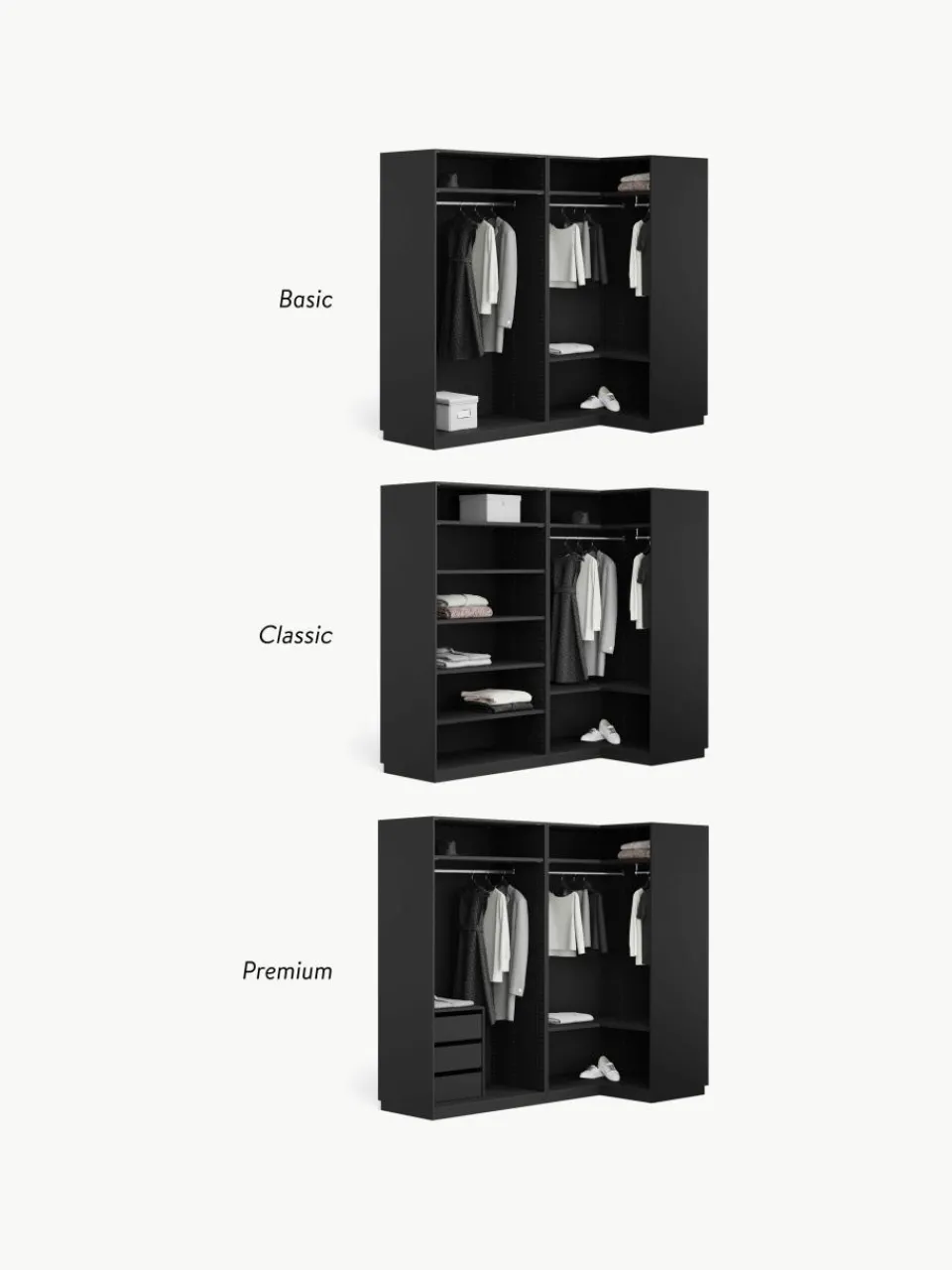 Modulaire hoekkast Leon, 215 cm breed, diverse varianten^Westwing Collection Hot