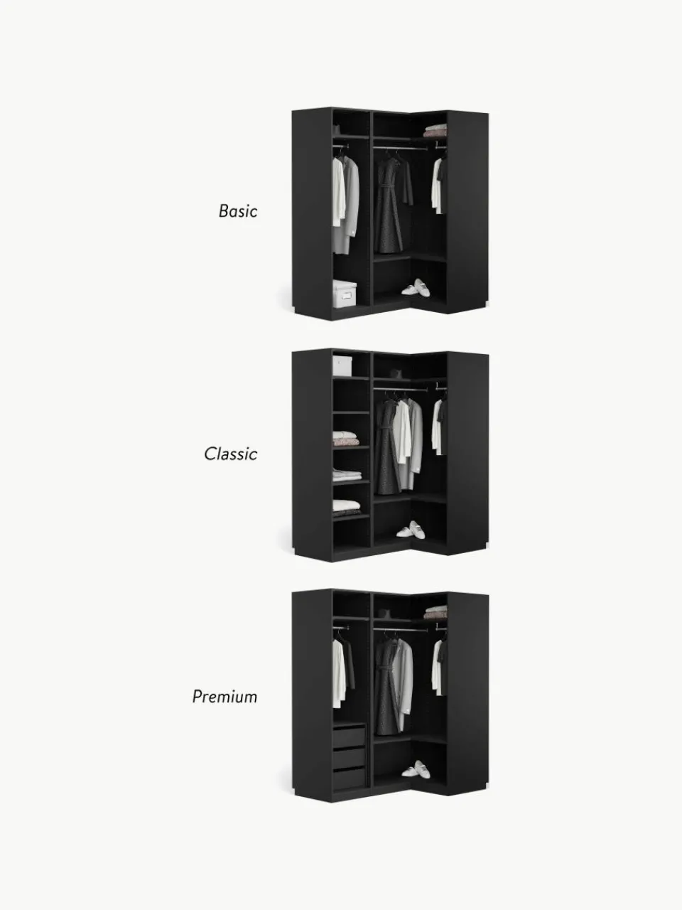 Modulaire hoekkast Leon, 165 cm breed, diverse varianten^Westwing Collection Outlet