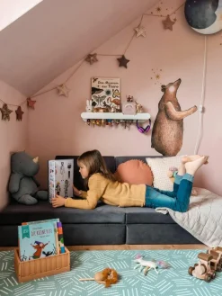 Modulaire kinderbank Mila van fluweel, handgemaakt^Funzy New