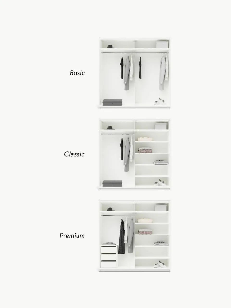 Modulaire schuifdeurkast Charlotte, 200 cm breed, diverse varianten^Westwing Collection New