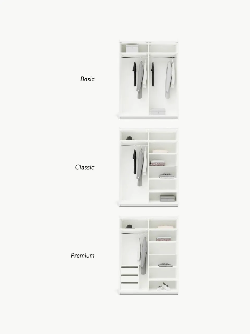 Modulaire schuifdeurkast Charlotte, 150 cm breed, diverse varianten^Westwing Collection Sale
