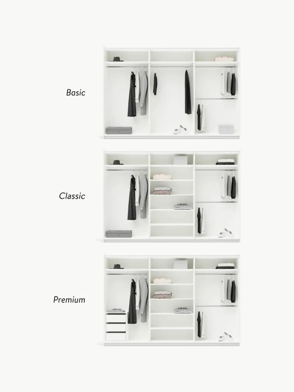 Modulaire schuifdeurkast Simone, 300 cm breed, diverse varianten^Westwing Collection Best