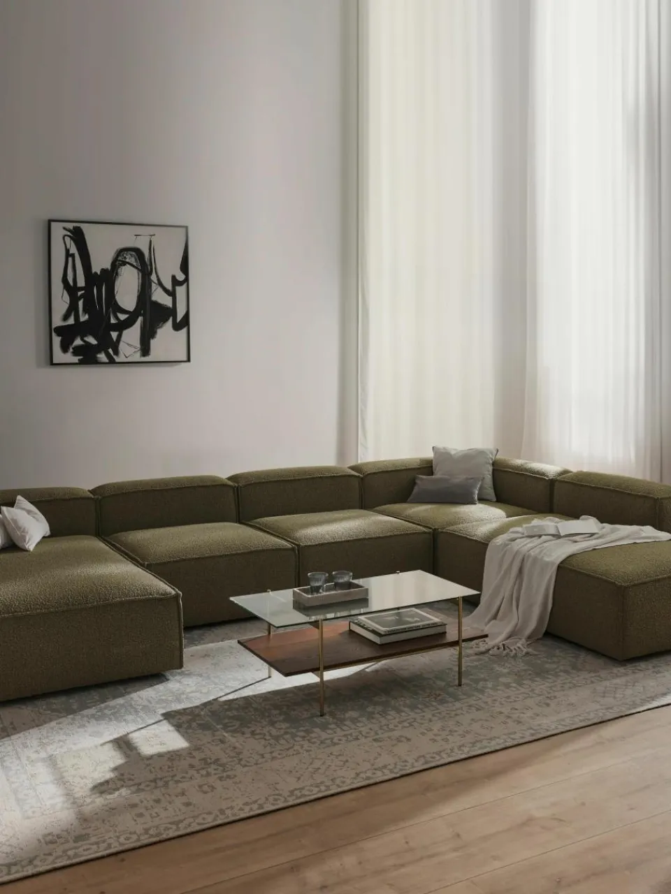 Modulaire U-bank Lennon uit bouclé^Westwing Collection New
