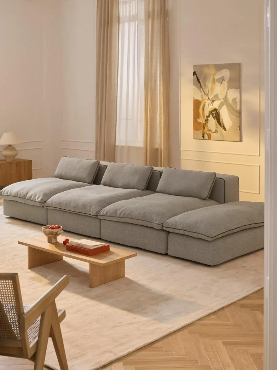 Modulaire XL-bank Felix (3-zits) met poef^Westwing Collection New