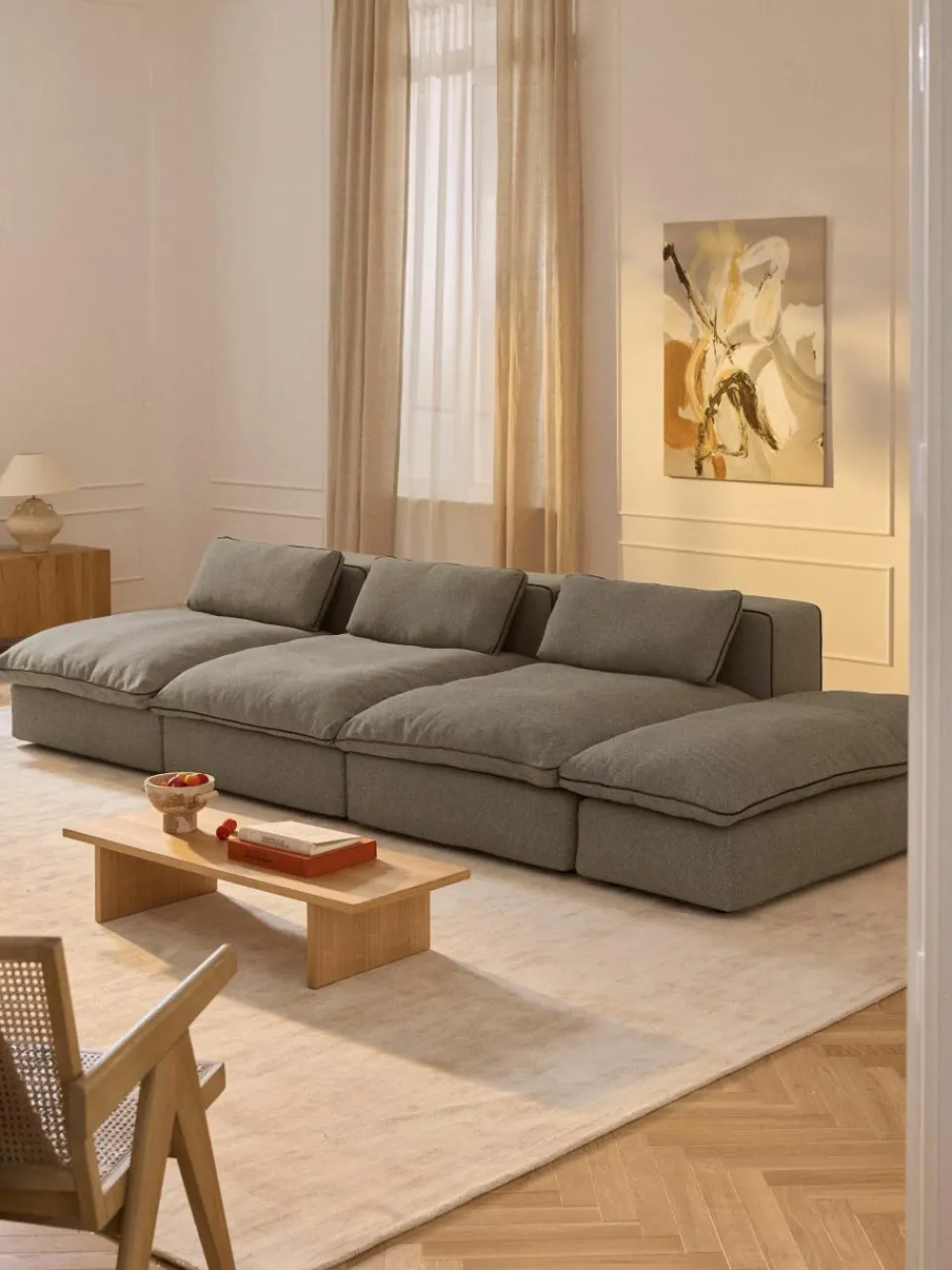 Modulaire XL-bank Felix (3-zits) met poef^Westwing Collection Hot