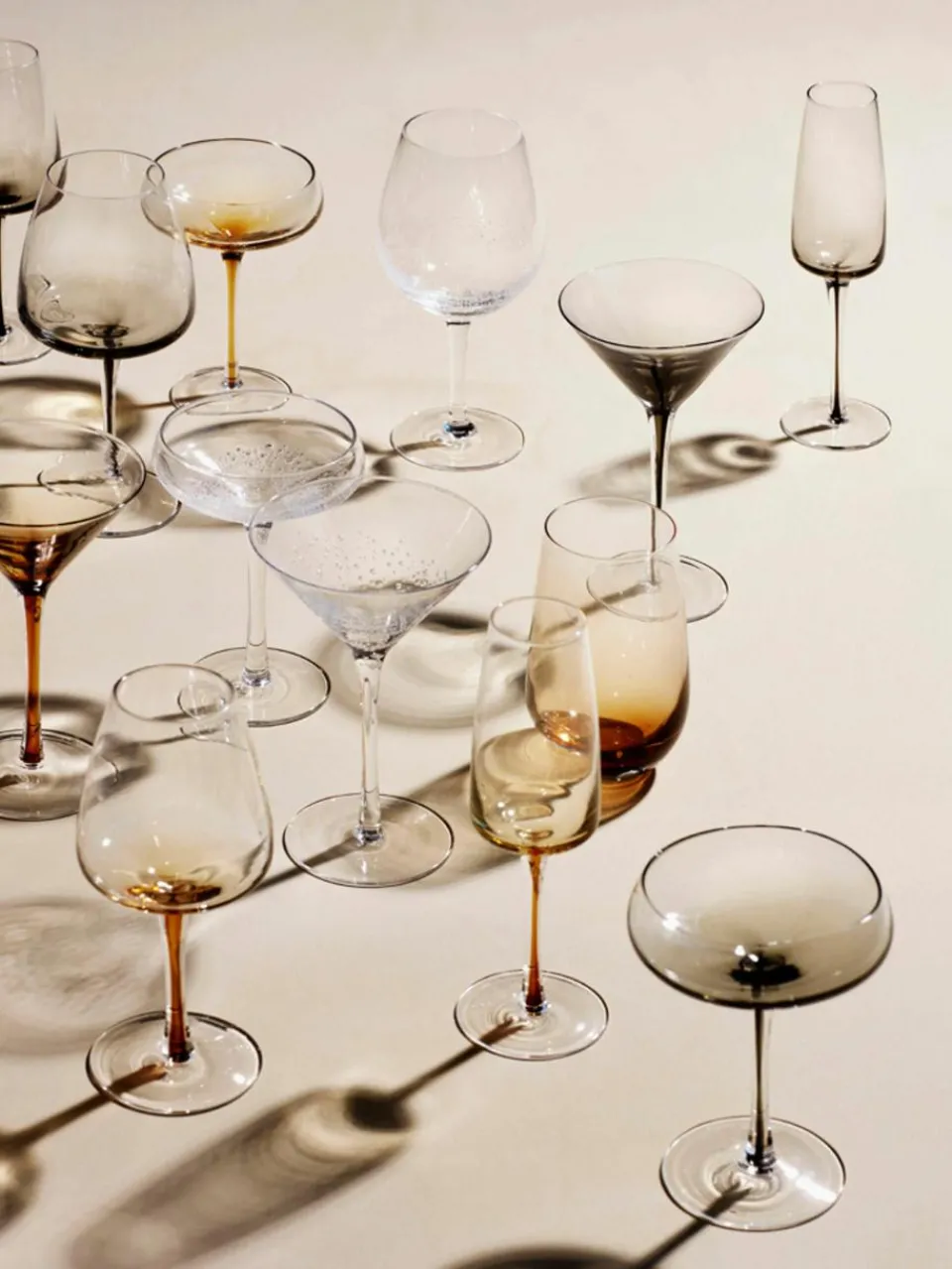 Mondgeblazen champagneglazen Smoke met kleurverloop, 4 stuks^Broste Copenhagen Online