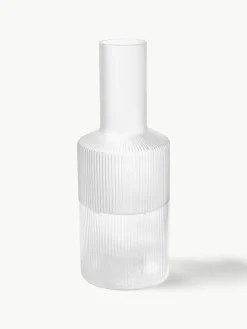 Mondgeblazen karaf Ripple met groefreliëf, 1 L^ferm LIVING Sale