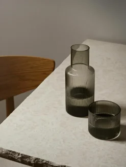 Mondgeblazen kleine waterkaraffen Ripple met waterglas, set van 2^ferm LIVING Best
