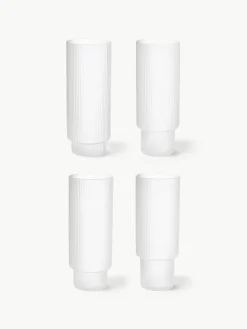 Mondgeblazen longdrinkglazen Ripple met groefreliëf, 4-delig^ferm LIVING Clearance