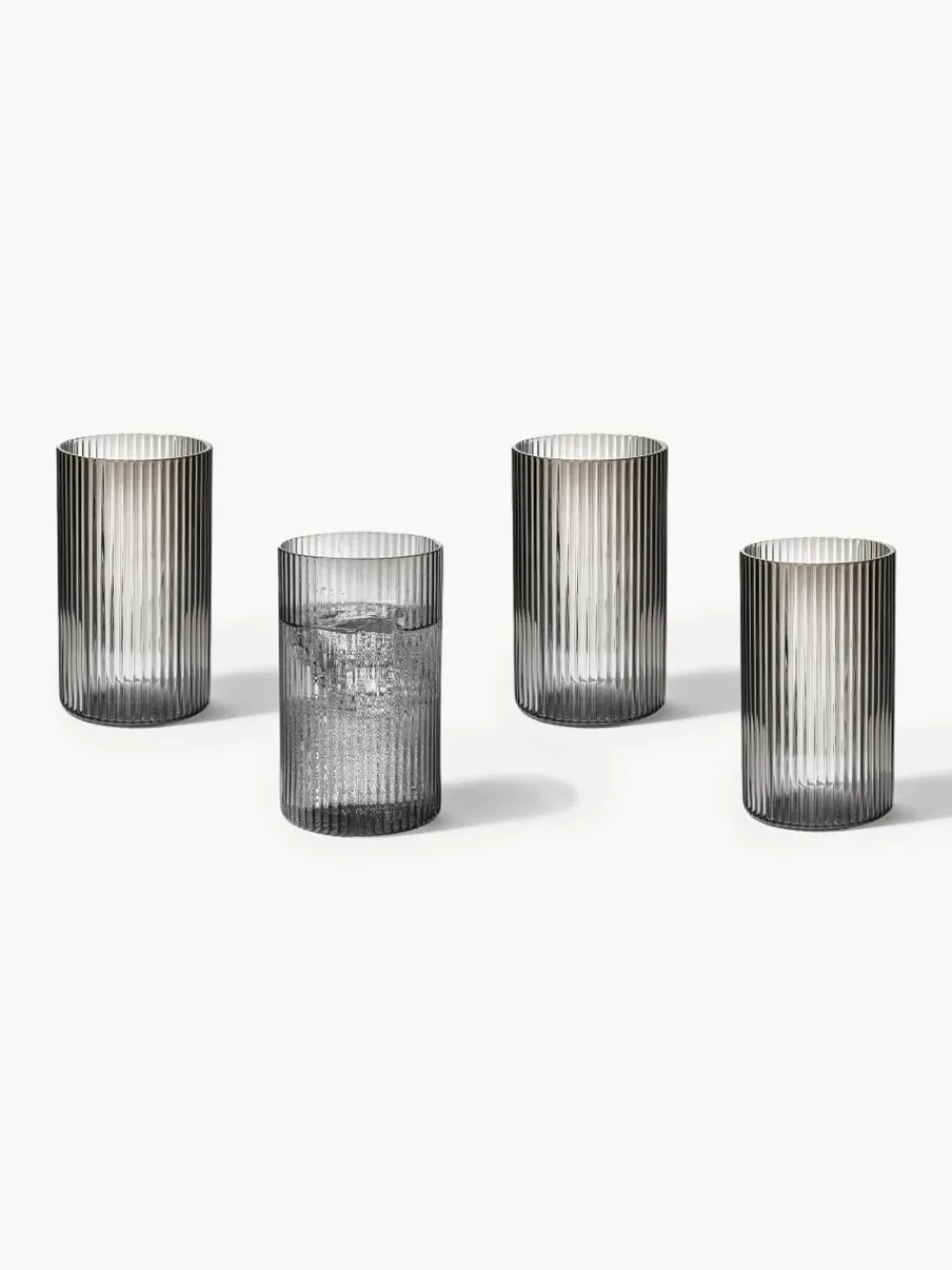 Mondgeblazen longdrinkglazen Ripple met groefreliëf, 4 stuks^ferm LIVING Discount