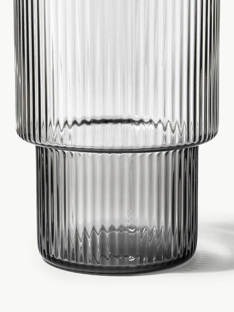 Mondgeblazen longdrinkglazen Ripple met groefreliëf, 4-delig^ferm LIVING Discount
