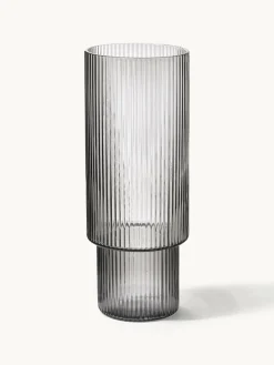 Mondgeblazen longdrinkglazen Ripple met groefreliëf, 4-delig^ferm LIVING Discount