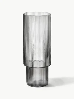 Mondgeblazen longdrinkglazen Ripple met groefreliëf, 4-delig^ferm LIVING Discount