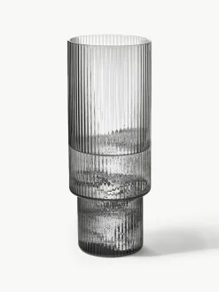 Mondgeblazen longdrinkglazen Ripple met groefreliëf, 4-delig^ferm LIVING Discount