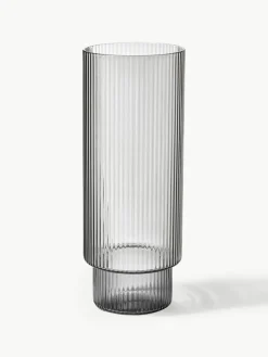Mondgeblazen longdrinkglazen Ripple met groefreliëf, 4-delig^ferm LIVING Discount