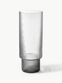 Mondgeblazen longdrinkglazen Ripple met groefreliëf, 4-delig^ferm LIVING Discount