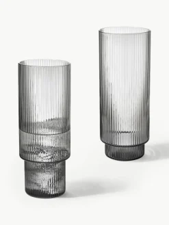 Mondgeblazen longdrinkglazen Ripple met groefreliëf, 4-delig^ferm LIVING Discount
