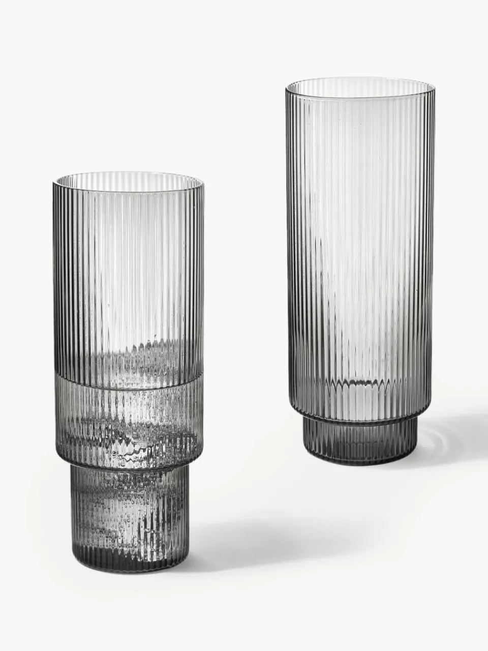 Mondgeblazen longdrinkglazen Ripple met groefreliëf, 4-delig^ferm LIVING Discount