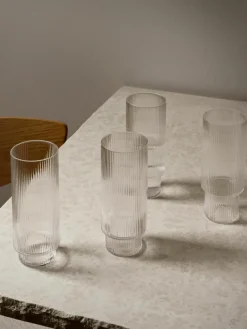 Mondgeblazen longdrinkglazen Ripple met groefreliëf, 4-delig^ferm LIVING Online