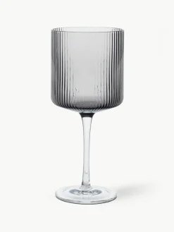 Mondgeblazen rode wijnglazen Ripple met groefreliëf, 2 stuks^ferm LIVING Best