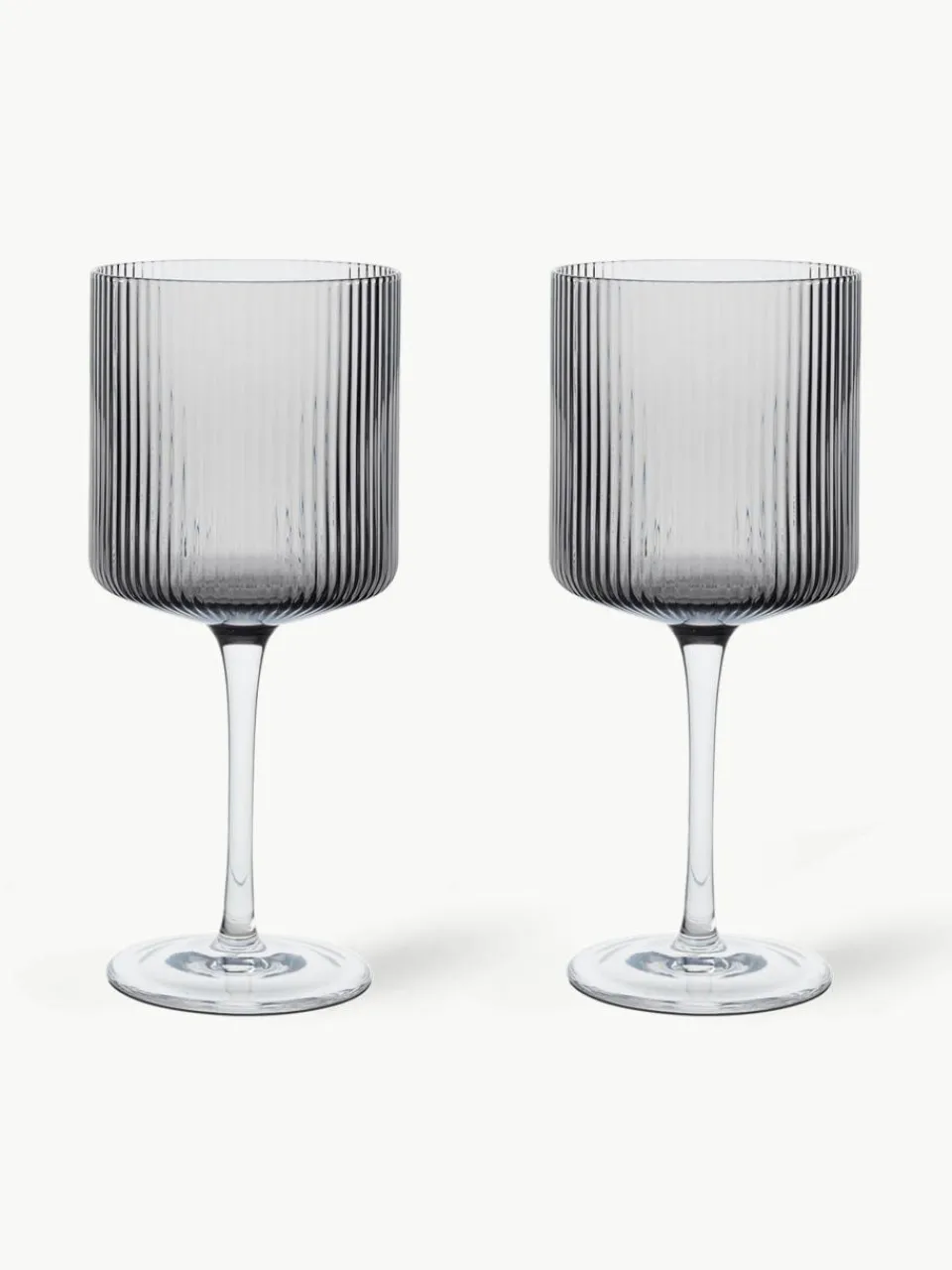 Mondgeblazen rode wijnglazen Ripple met groefreliëf, 2 stuks^ferm LIVING Best