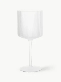 Mondgeblazen rode wijnglazen Ripple met groefreliëf, 2 stuks^ferm LIVING Fashion