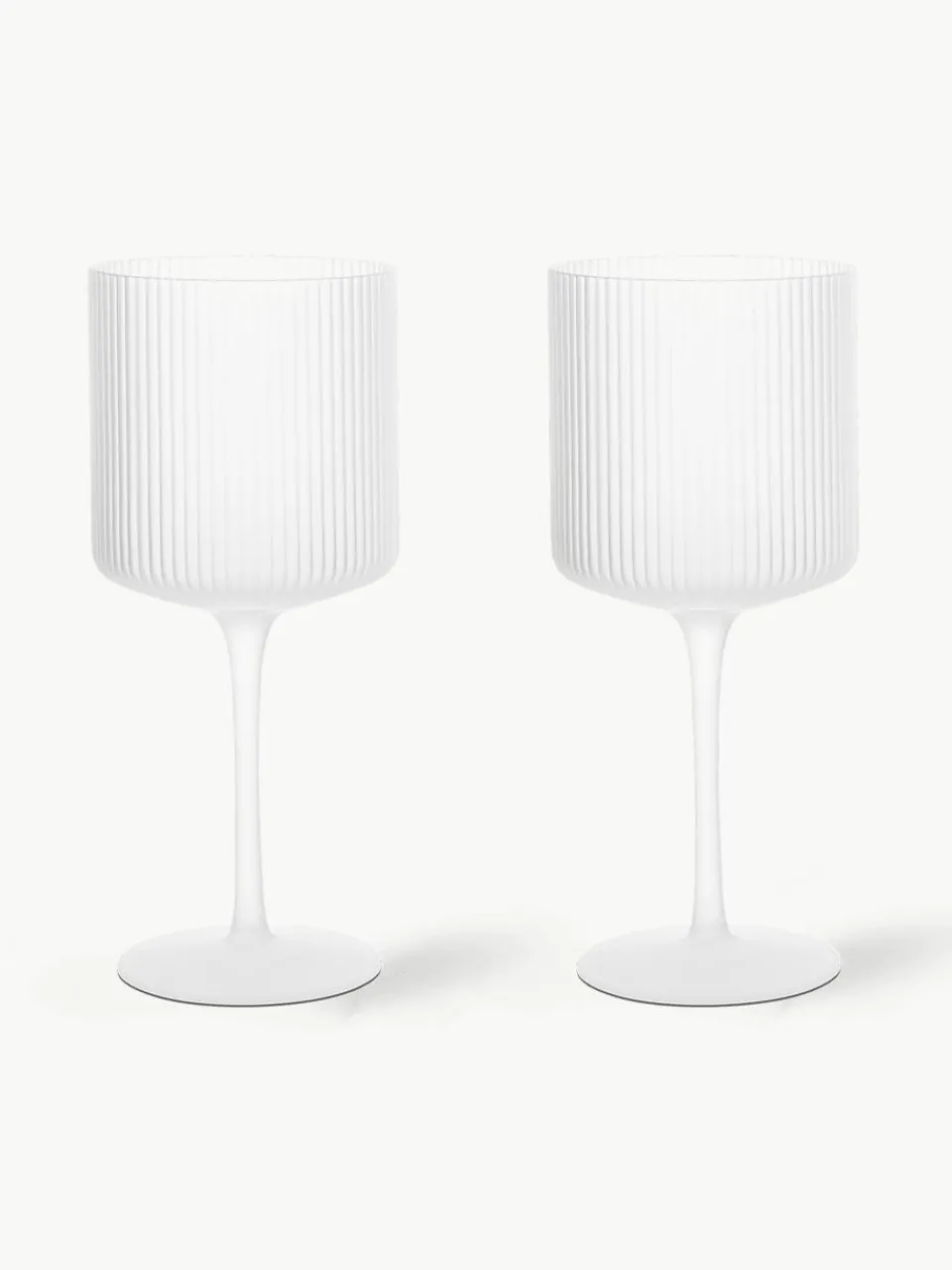 Mondgeblazen rode wijnglazen Ripple met groefreliëf, 2 stuks^ferm LIVING Fashion