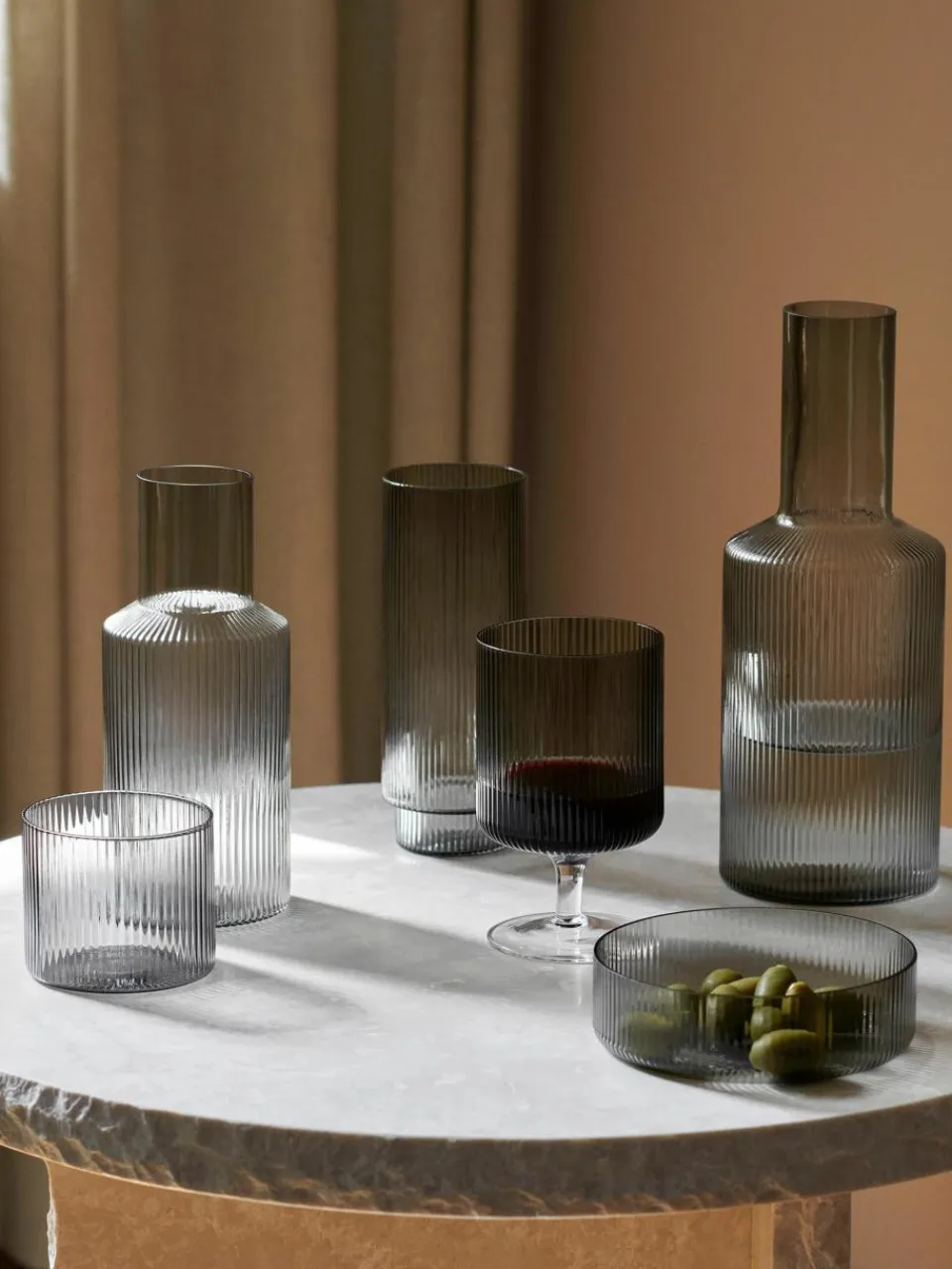 Mondgeblazen serveerschalen Ripple met groefstructuur, 4 stuks^ferm LIVING Sale