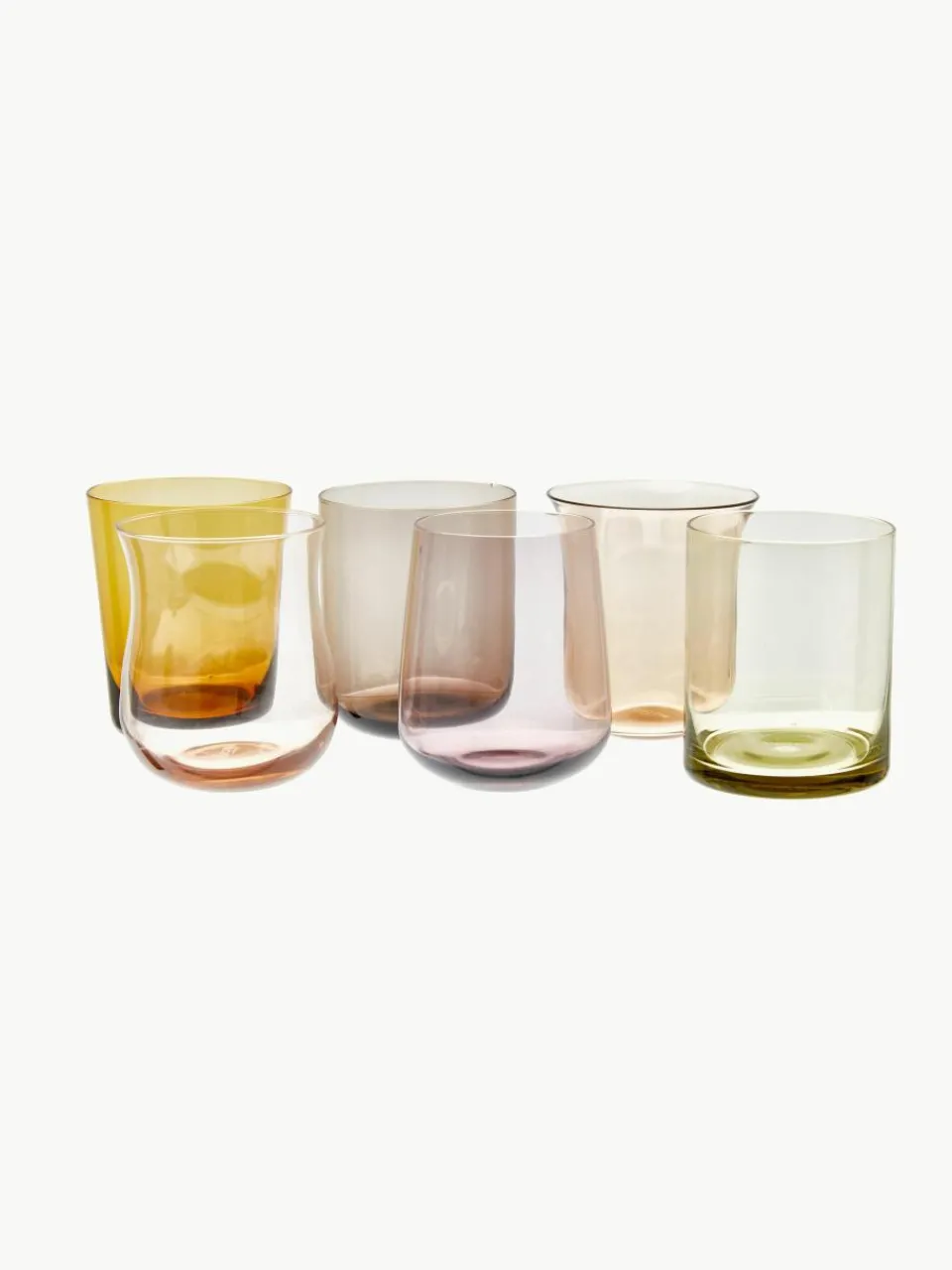 Mondgeblazen waterglazen Diseguale in verschillende kleuren en vormen, set van 6^Bitossi Home Outlet