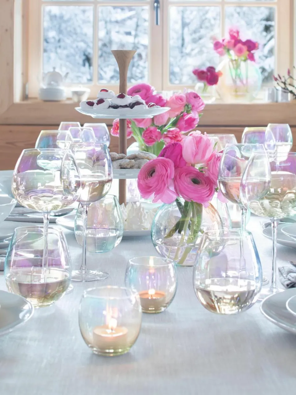 Mondgeblazen waterglazen Pearl met parelmoer glans, 4 stuks^Lsa International Clearance