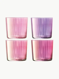 Mondgeblazen waterglazen Gems met groefreliëf, 4-delig^Lsa International Hot