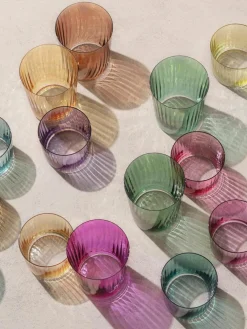 Mondgeblazen waterglazen Gems met groefreliëf, 4-delig^Lsa International Hot